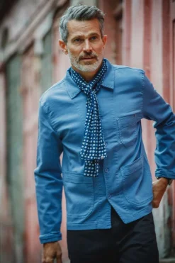 &SONS Scarves-Blue Dot Organic Japanese Scarf