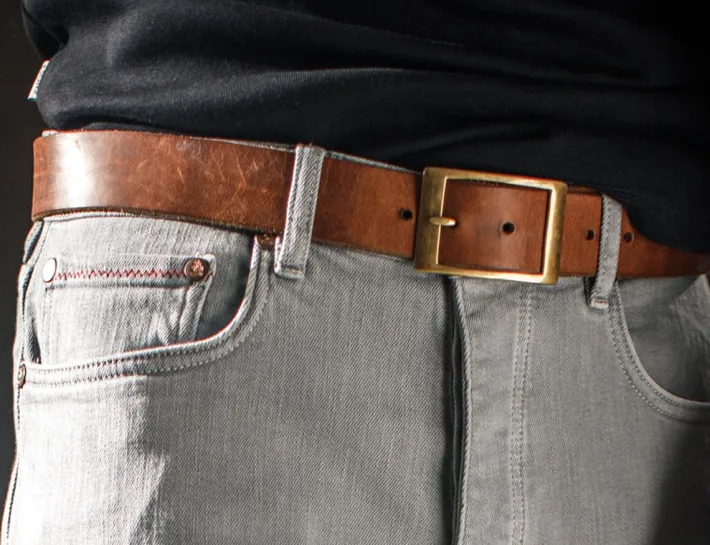 &SONS Leather Goods-Brown Leather Belt