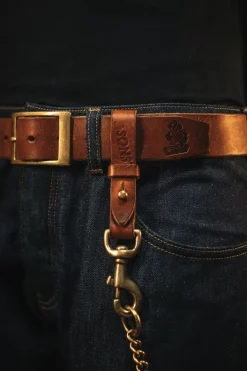 &SONS Leather Goods-Brown Leather Key Fob