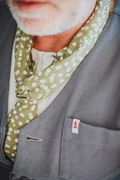 &SONS Scarves-Green Dot Organic Japanese Scarf
