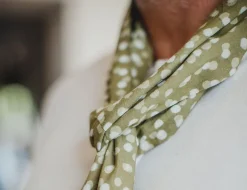 &SONS Scarves-Green Dot Organic Japanese Scarf