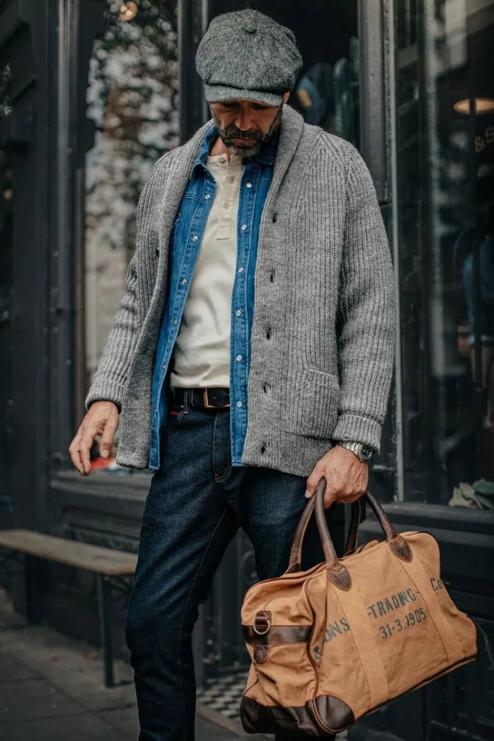 &SONS Jackets & Coats-Pioneer British Wool Cardigan Grey