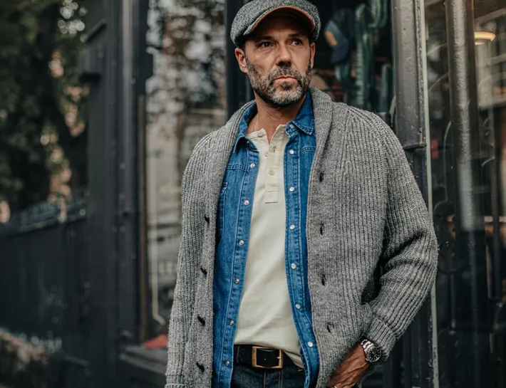 &SONS Jackets & Coats-Pioneer British Wool Cardigan Grey