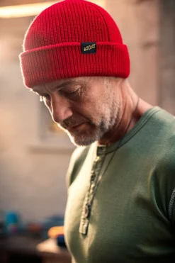 &SONS Knitwear-Poppy Red Atlantic Watch Cap / Beanie