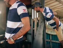 &SONS Tops-75 T-Shirt Indigo Stripe