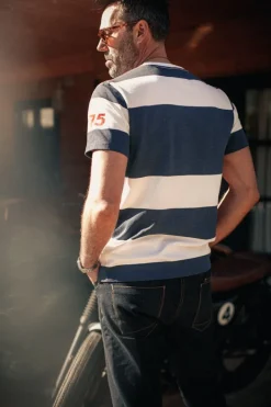 &SONS Tops-75 T-Shirt Indigo Stripe