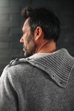 &SONS Jackets & Coats-Ahab Submariner Rollneck Jumper Grey