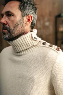&SONS Jackets & Coats-Ahab Submariner Rollneck Jumper Ecru