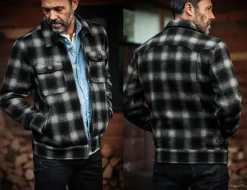 &SONS Jackets & Coats-Cab Coat Grey Check
