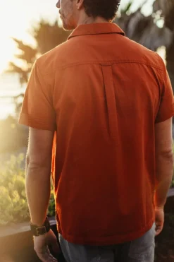 &SONS Tops-Cabana Shirt Burnt Orange