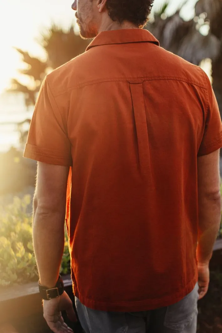 &SONS Tops-Cabana Shirt Burnt Orange