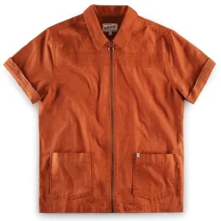&SONS Tops-Cabana Shirt Burnt Orange