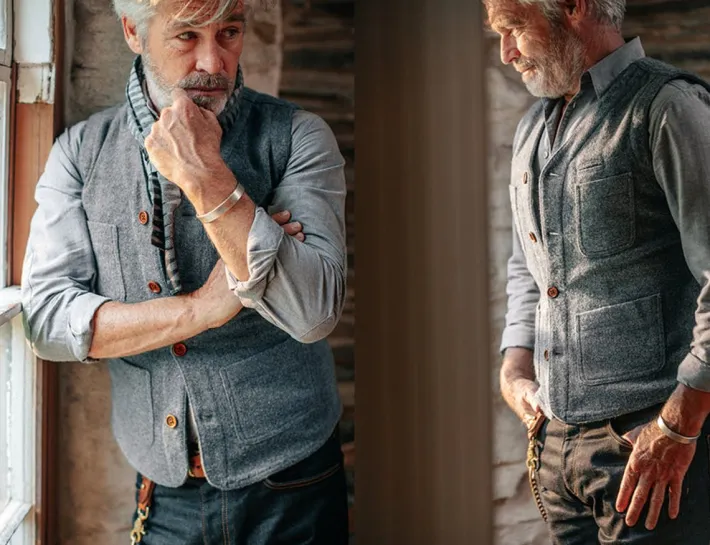 &SONS Knitwear-Drifter Wool Waistcoat Grey