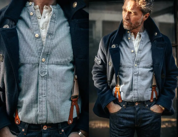 &SONS Tops-Emerson Shirt Indigo Stripe