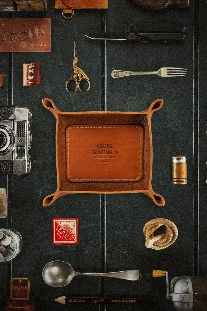 &SONS Leather Goods-Leather Tray Tan