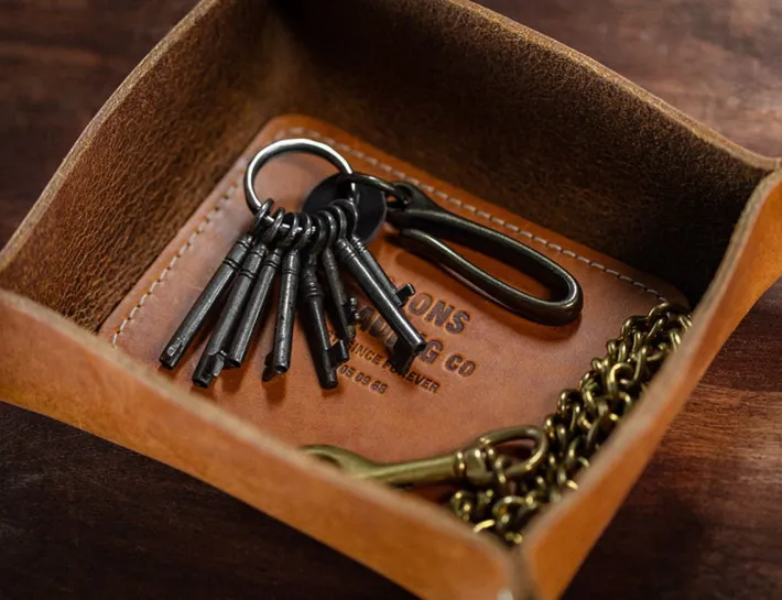 &SONS Leather Goods-Leather Tray Tan