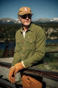 &SONS Tops-Lichen Moleskin Shirt Army Green