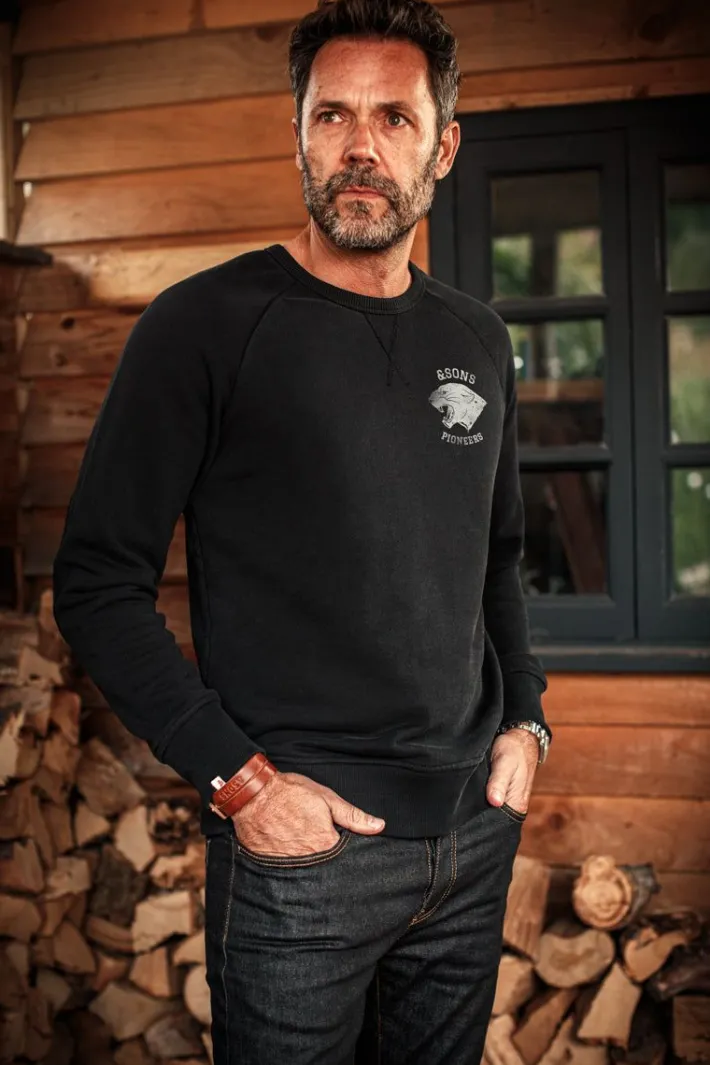 &SONS Jackets & Coats-Panther Pioneers Sweatshirt Black
