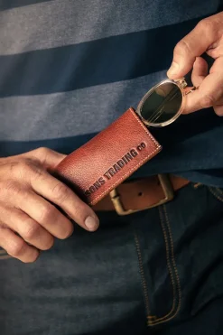 &SONS Leather Goods-Pouch Glasses Case Brown