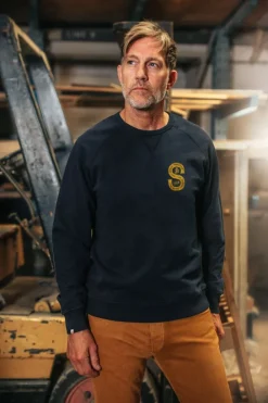 &SONS Jackets & Coats-Sigma Sweatshirt Navy
