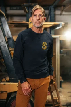 &SONS Jackets & Coats-Sigma Sweatshirt Navy