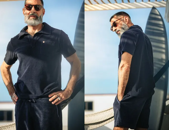&SONS Tops-Solar Polo Navy