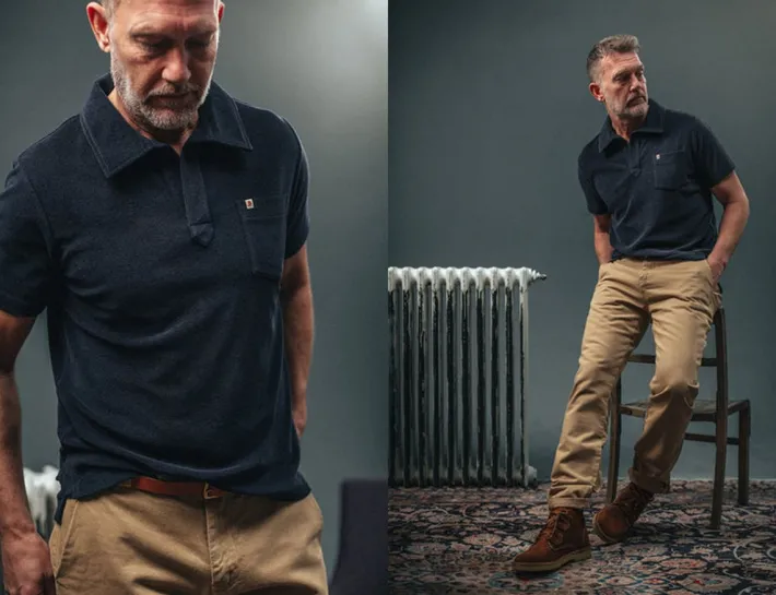 &SONS Tops-Solar Polo Navy