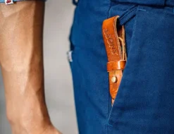 &SONS Leather Goods-Tan Leather Key Fob