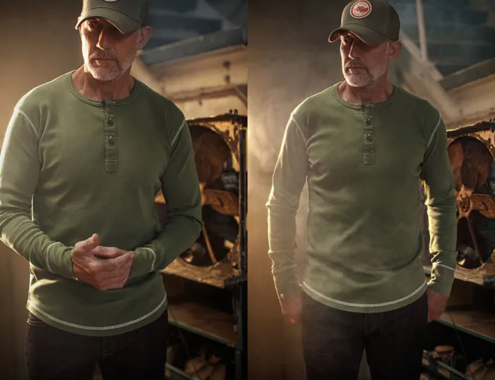 &SONS Tops-The New Elder Henley Shirt Army Green