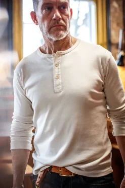 &SONS Tops-The New Elder Henley Shirt Raw