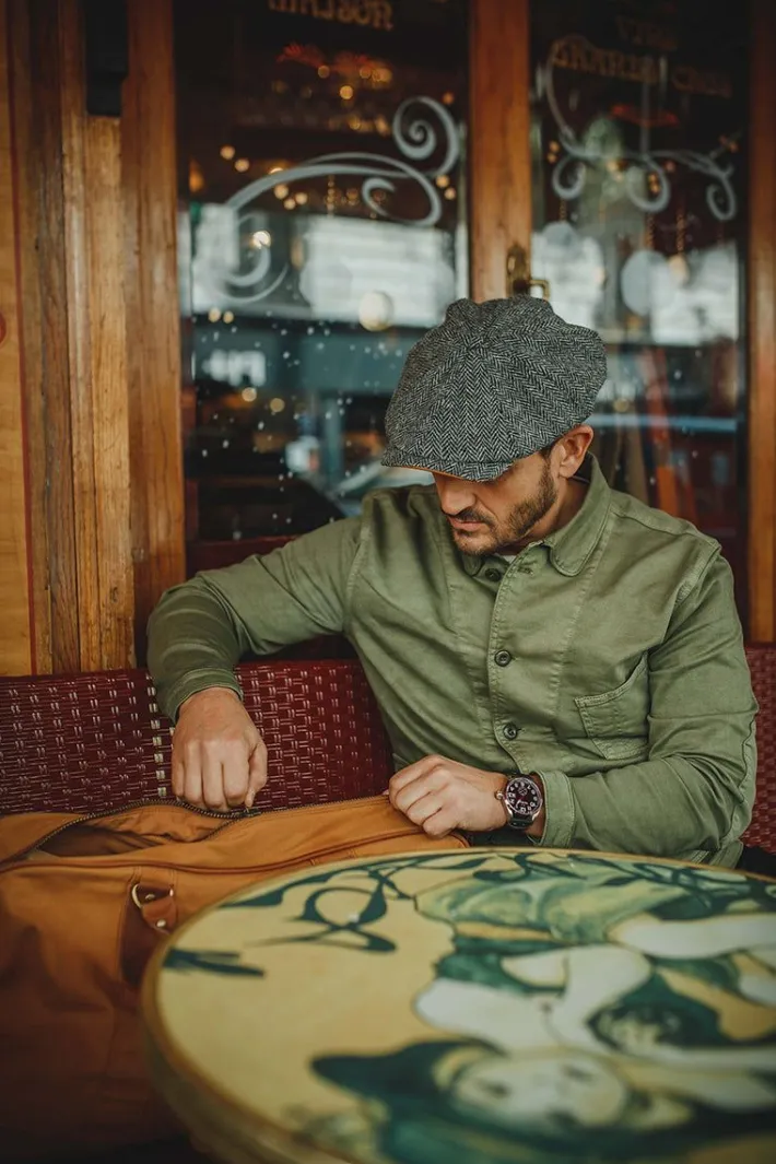 &SONS Knitwear-Thompson Baker Boy Hat- Grey Herringbone