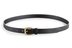 &SONS Leather Goods-Virgil Thin Black Leather Belt