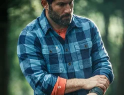 &SONS Jackets & Coats-Yukon Flannel Field Shirt Blue